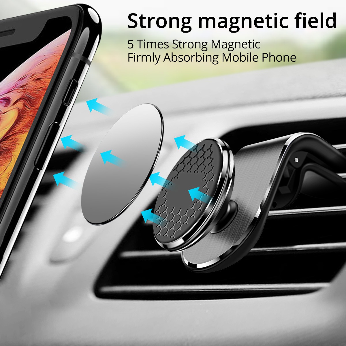 Magnetic Car Phone Holder – 360° Rotating Air Vent Smartphone Mount