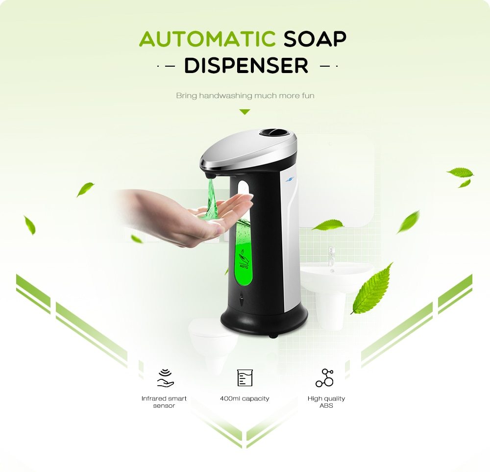 400ml Automatic Soap Dispenser – Touchless Smart Sensor Liquid Soap Dispenser