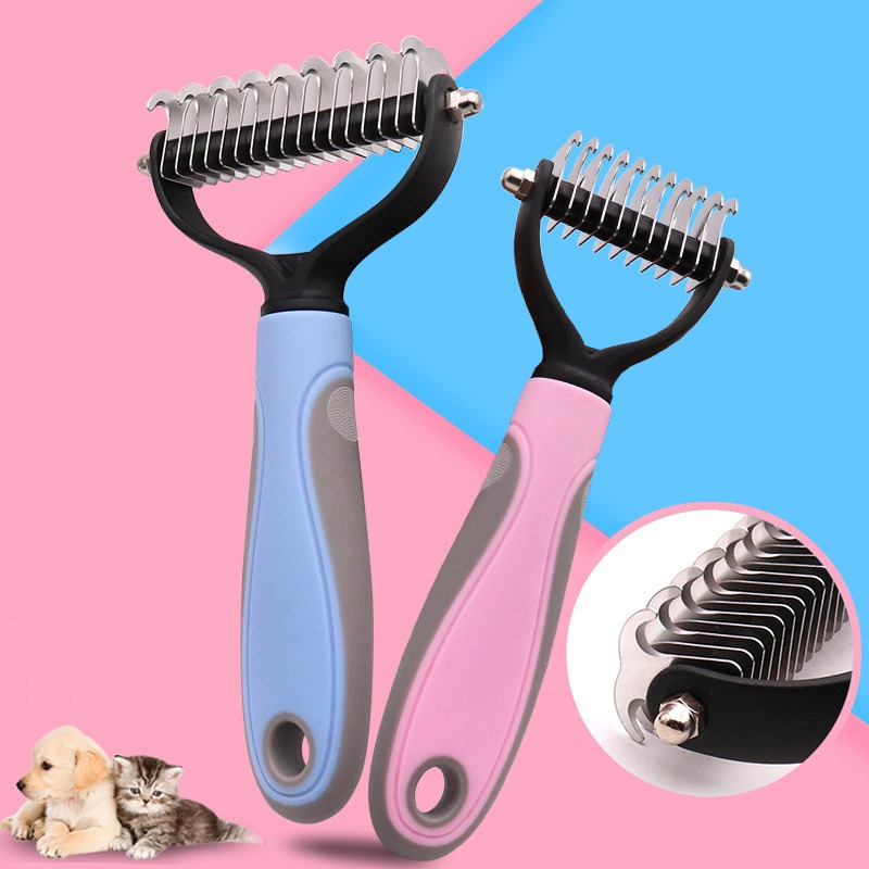 Double-Sided Stainless Steel Pet Grooming Brush – Dog & Cat Hair Removal Comb
