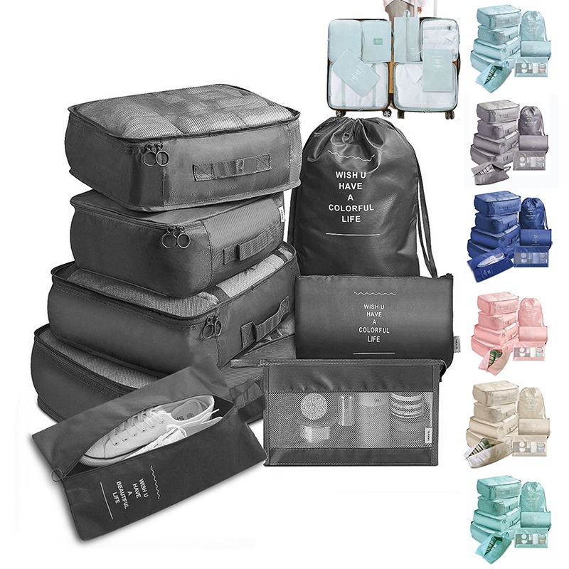 8-Piece Luggage Organizer Set – Travel Packing Cubes for Clothes & Shoes