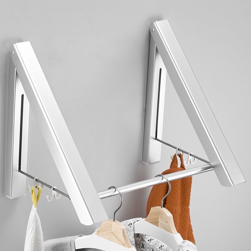 Foldable Space Aluminum Drying Rack – Invisible Wall-Mounted Clothes Hanger