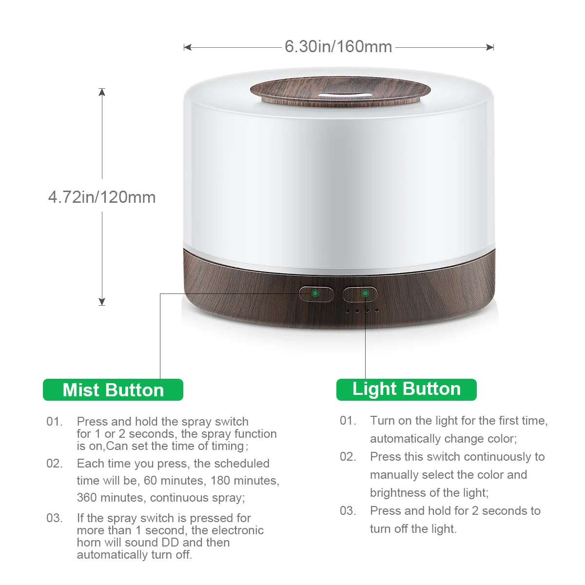 550ml Ultrasonic Essential Oil Diffuser | 7-Color LED Cool Mist Aromatherapy Humidifier - Image 3