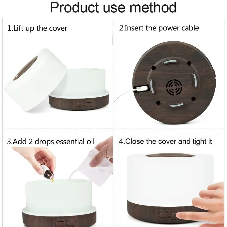 550ml Ultrasonic Essential Oil Diffuser | 7-Color LED Cool Mist Aromatherapy Humidifier - Image 6