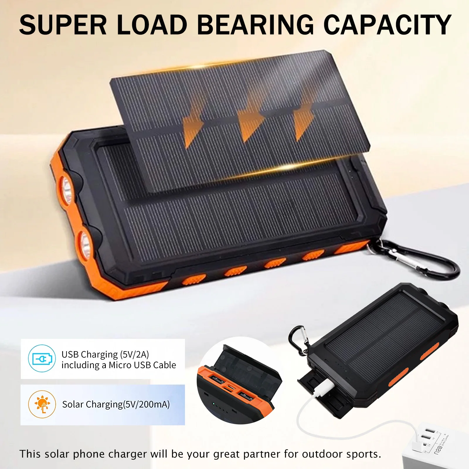 20000mAh Solar Power Bank | Portable Fast Charging & Built-in LED Light - Image 16